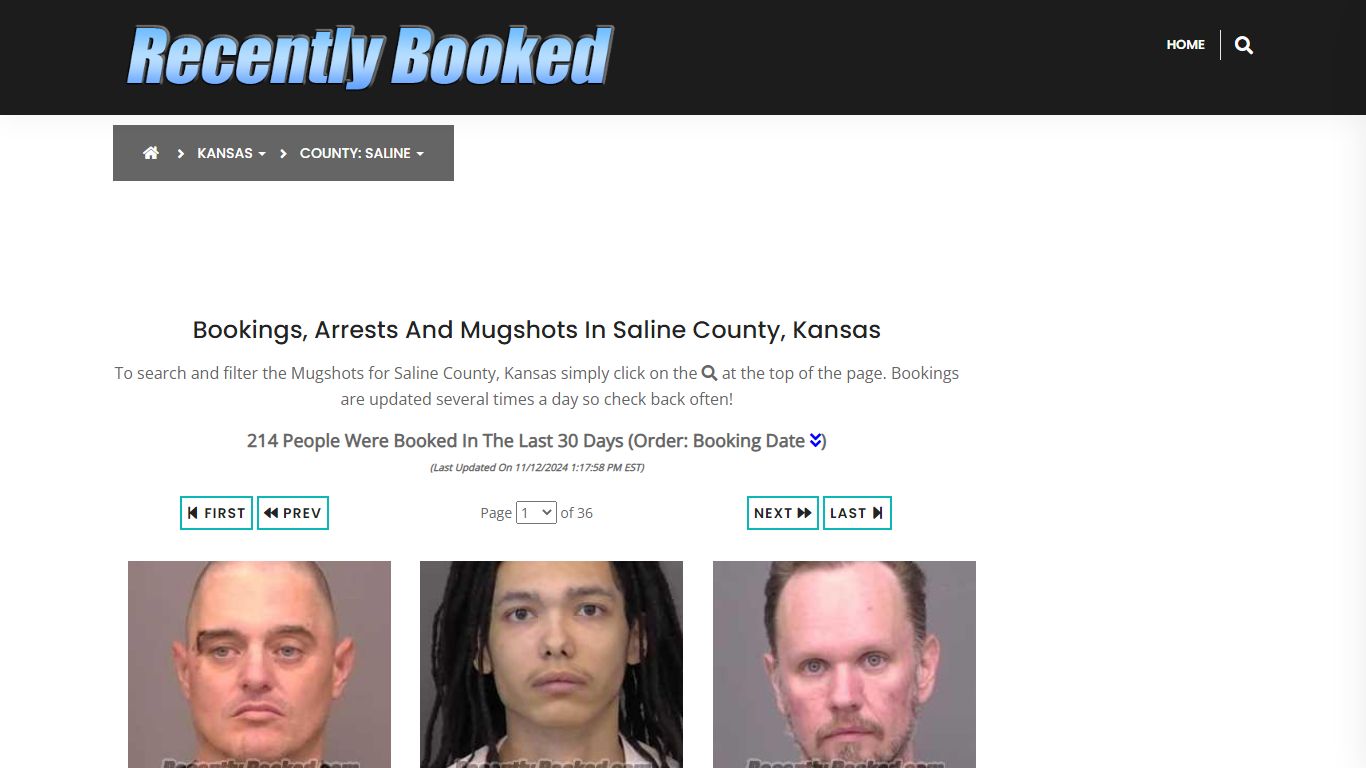 Bookings, Arrests and Mugshots in Saline County, Kansas - Recently Booked