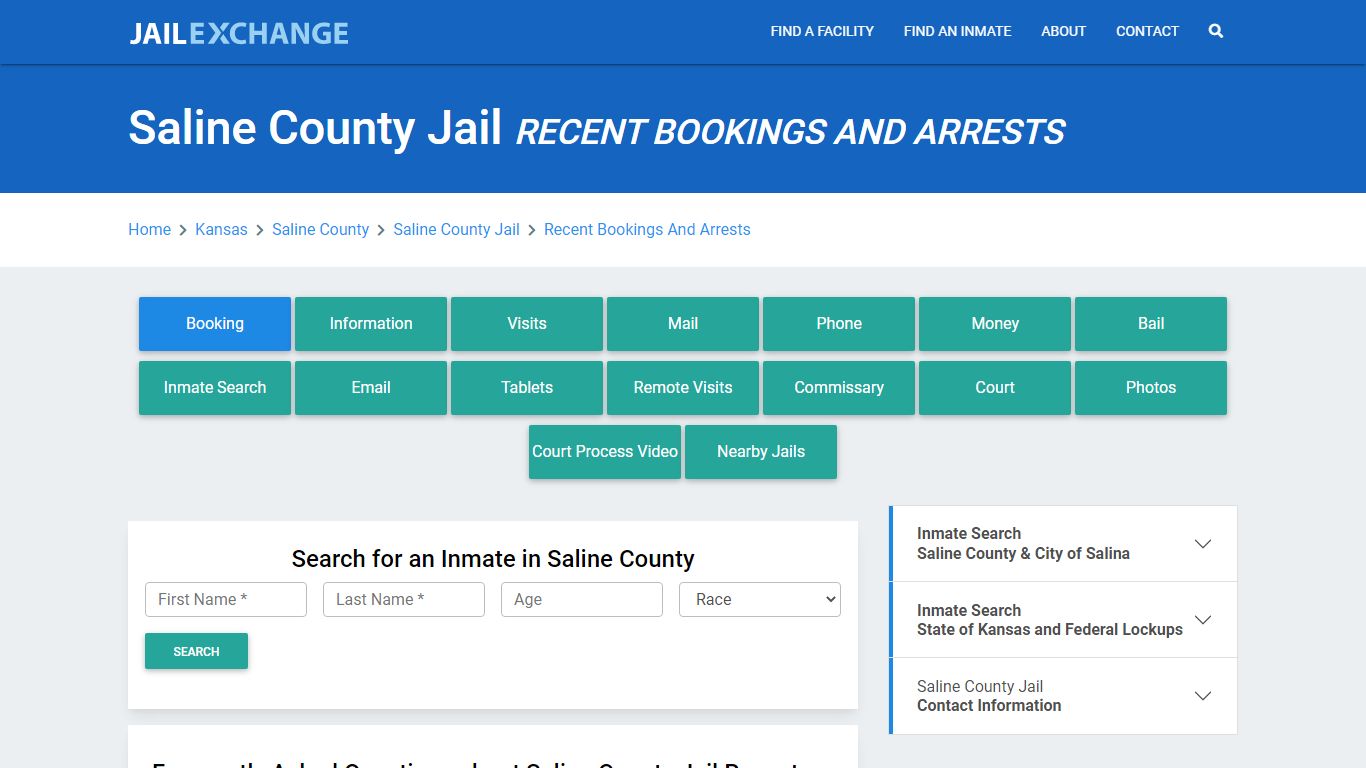 Saline County Jail KS Recent Arrests and Bookings - Jail Exchange
